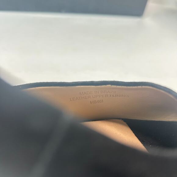 Bernardo Nieve Kid Suede Peep Toe Chunky Heel Pumps Black Women's 9M Tried On - Picture 12 of 12